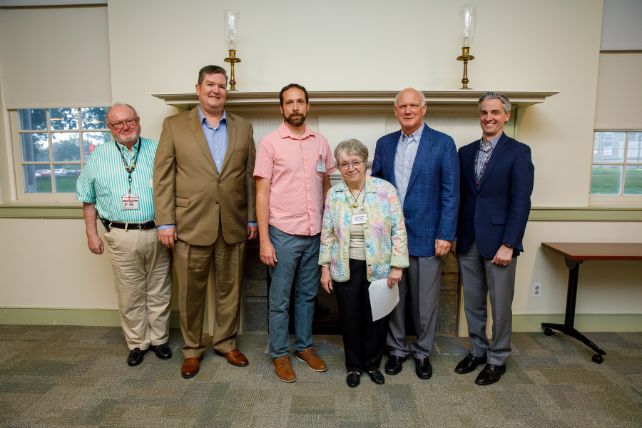 (From left) James Fitzgerald; James Hazlett, MSN, RN, NE-BC; Mike Fagnani, VP of Administration of the Cheltenham Jayvees Inc. - Cheltenham Sports; Elly Reinhardt; Martin Ogletree; and Michael McCormick.