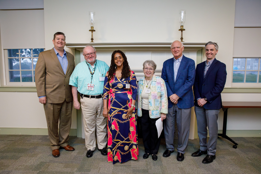 (From left) James Hazlett, MSN, RN, NE-BC; James Fitzgerald; Latrice Parr, Director of Housing and Social Services, Family Promise of Philadelphia; Elly Reinhardt; Martin Ogletree; and Michael McCormick.