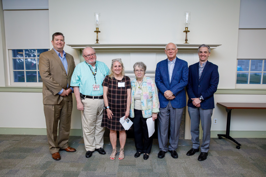 (From left) James Hazlett, MSN, RN, NE-BC; James Fitzgerald; Carol Thompson, Development Director of GROW (Northeast Community Services); Elly Reinhardt; Martin Ogletree; and Michael McCormick.