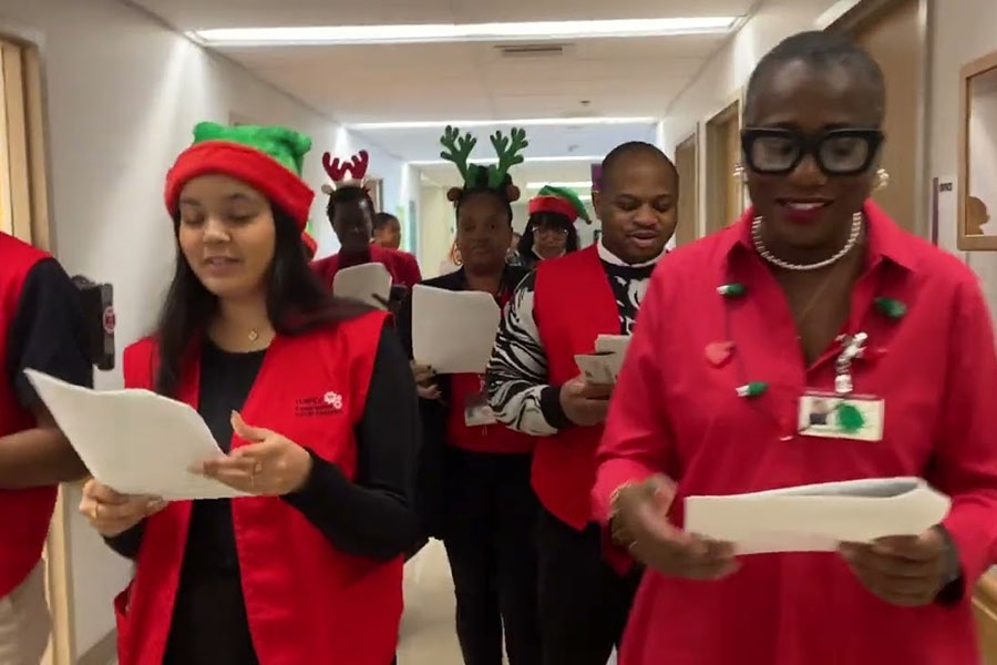 Watch our TUH-Main Campus carolers sing “Walkin’ in a Winter Wonderland.”