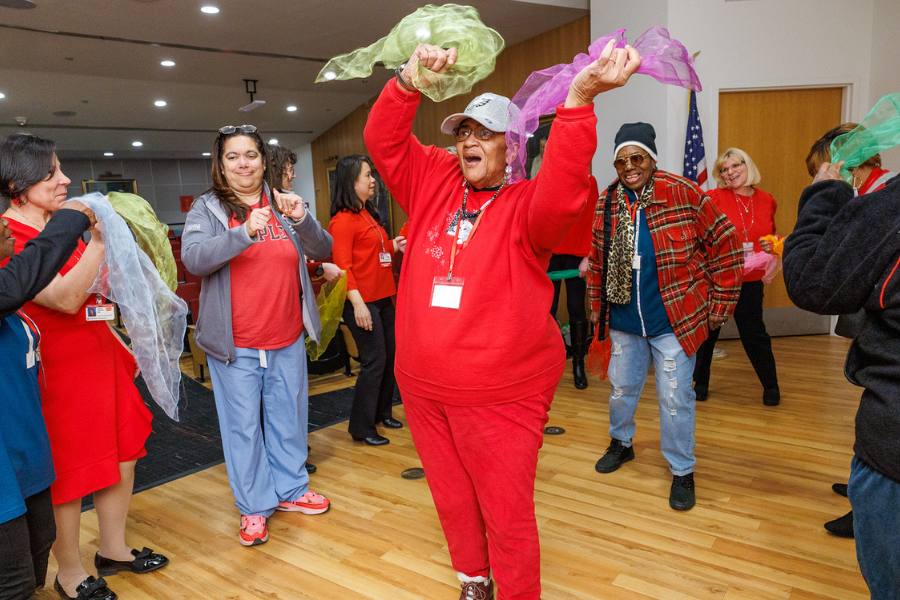 Once we brought out the scarves in Laughter Yoga, everyone wanted to start dancing!
