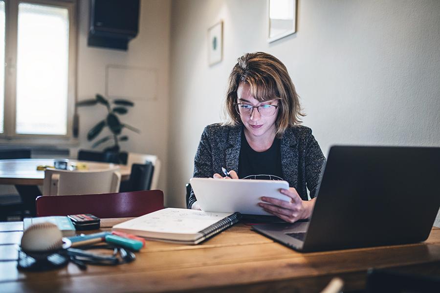 Young woman working <a href=